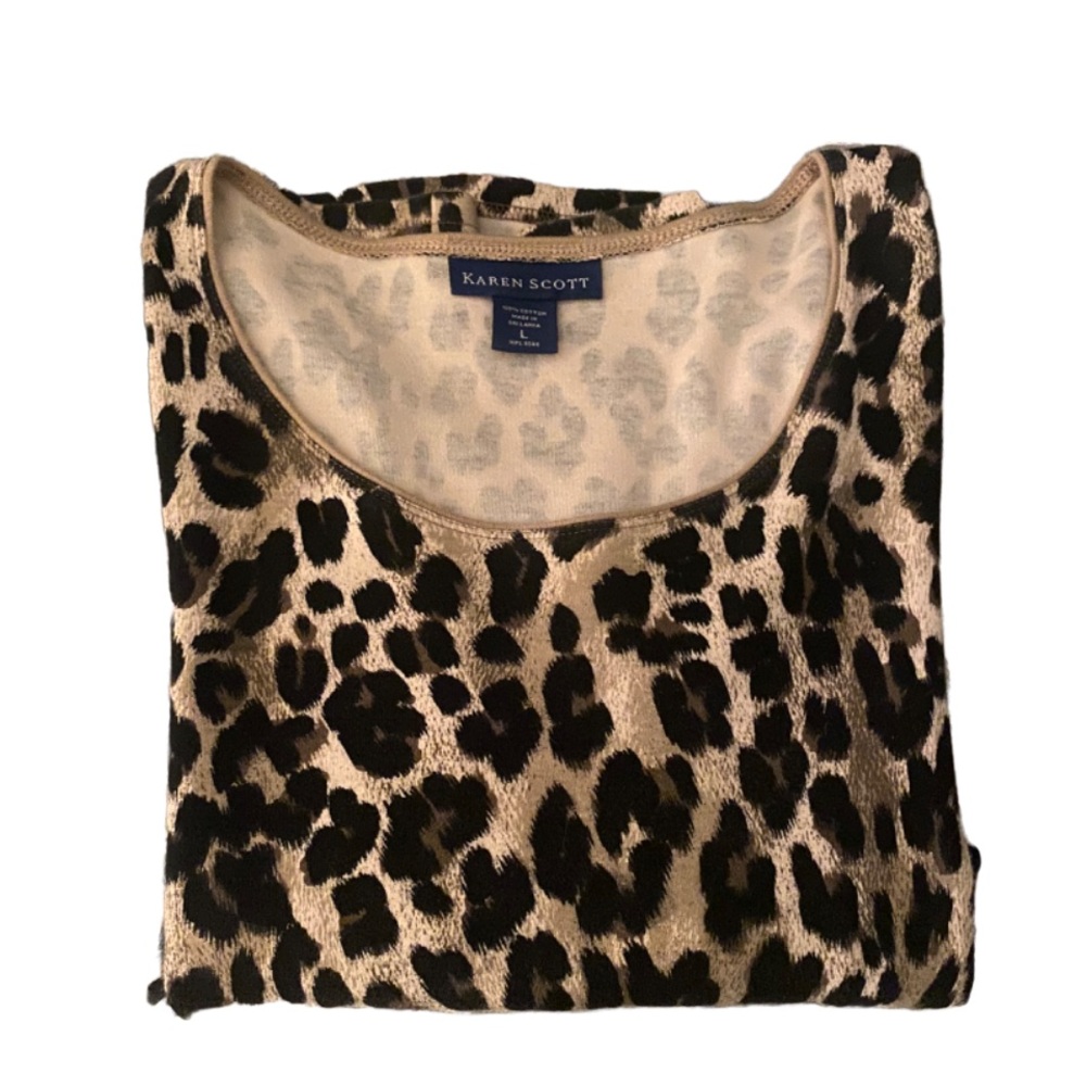 🎈🎈SOLD 🎈🎈KAREN SCOTT animal print top - Picture 1 of 8